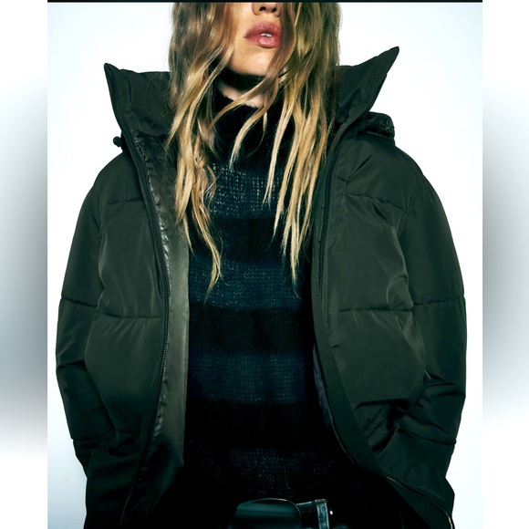 Zara NWT Water and Wind Protection Khaki Longline Hooded Anorak - Picture 4 of 17